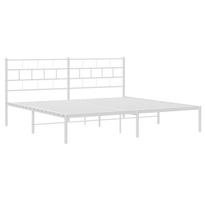 vidaXL Metal Bed Frame without Mattress with Headboard White 76"x79.9"