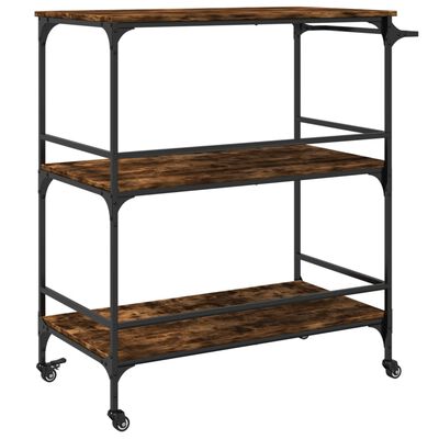 vidaXL Kitchen Trolley Smoked Oak 39.6"x19.7"x41.3" Engineered Wood