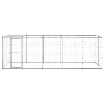 vidaXL Outdoor Dog Kennel Galvanized Steel with Roof 130.2 ft²