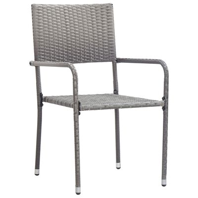 vidaXL Patio Dining Chairs 6 pcs Stackable Gray Poly Rattan