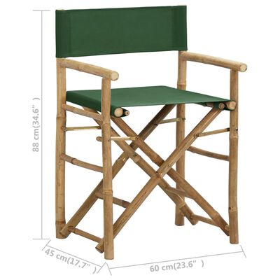 vidaXL Folding Director's Chairs 2 pcs Green Bamboo and Fabric