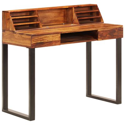 vidaXL Desk 43.3"x19.7"x37" Solid Sheesham Wood and Steel