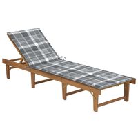 vidaXL Folding Sun Lounger with Cushion Solid Acacia Wood