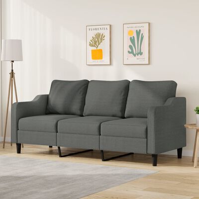 vidaXL 3-Seater Sofa Dark Gray 70.9" Fabric