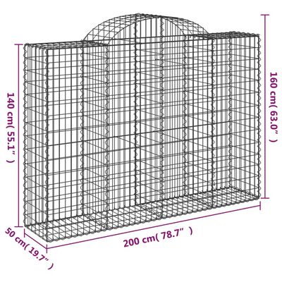 vidaXL Arched Gabion Baskets 7 pcs 78.7"x19.7"x55.1"/63" Galvanized Iron