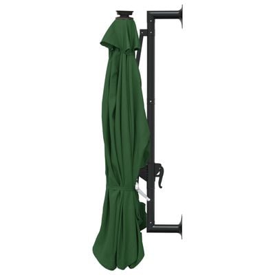 vidaXL Wall-mounted Garden Parasol with LEDs and Metal Pole 118.1" Green