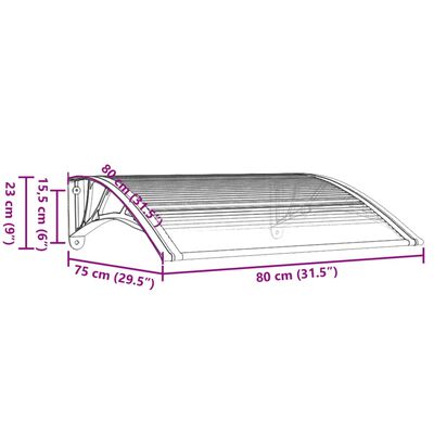 vidaXL Door Canopy Black 31.5"x29.5" Polycarbonate