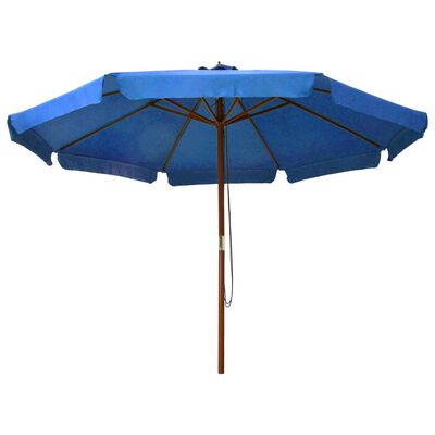 vidaXL Outdoor Parasol with Wooden Pole 129.9" Azure