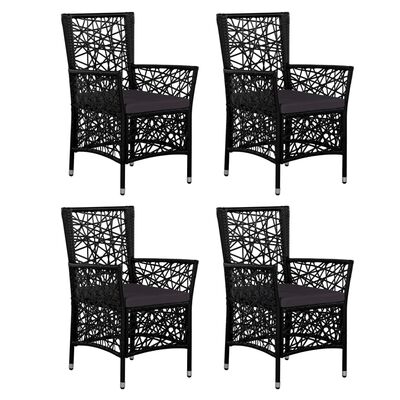 vidaXL 5 Piece Patio Dining Set Poly Rattan Black