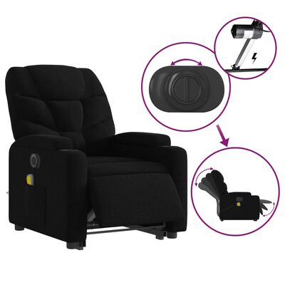 vidaXL Electric Stand up Massage Recliner Chair Black Fabric