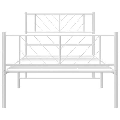 vidaXL Metal Bed Frame without Mattress with Footboard White 39.4"x74.8"