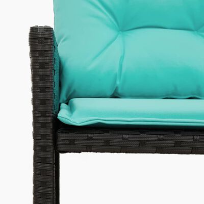 vidaXL Patio Sofa with Table and Cushions L-Shaped Black Poly Rattan