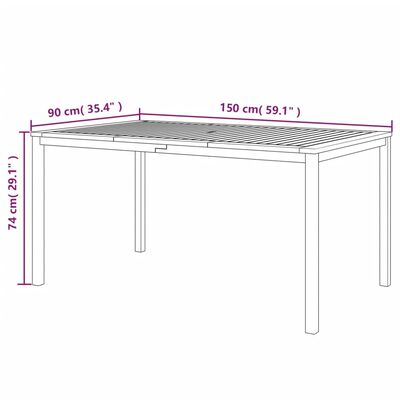 vidaXL 3 Piece Patio Dining Set with Cushions Solid Wood Acacia