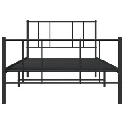 vidaXL Metal Bed Frame without Mattress with Footboard Black 39.4"x78.7"