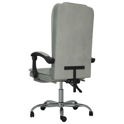 vidaXL Massage Reclining Office Chair Light Gray Velvet