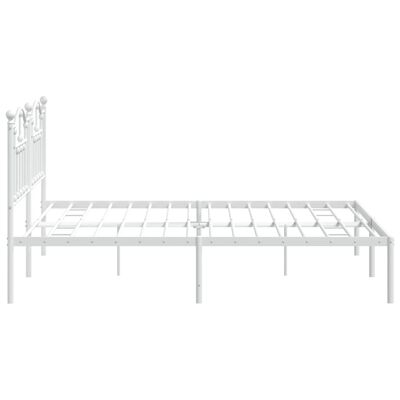 vidaXL Metal Bed Frame without Mattress with Headboard White 72"x83.9"