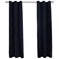 vidaXL Blackout Curtains with Rings 2 pcs Black 37"x63" Velvet