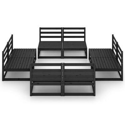 vidaXL 8 Piece Patio Lounge Set Black Solid Pinewood