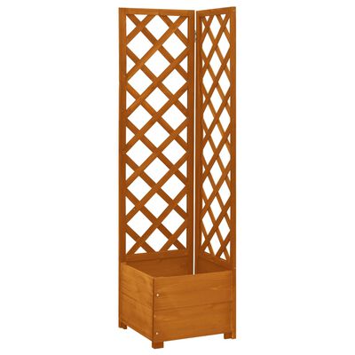 vidaXL Corner Trellis Planter Orange 15.7"x15.7"x59.1" Solid Firwood