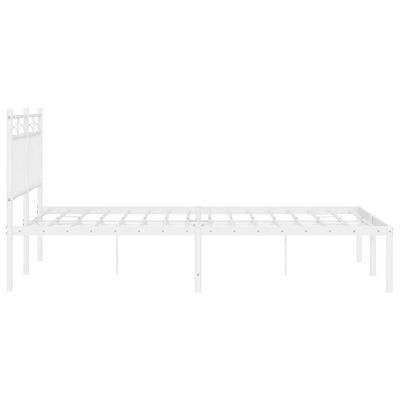 vidaXL Metal Bed Frame without Mattress with Headboard White 53.1"x74.8"