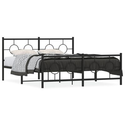 vidaXL Metal Bed Frame without Mattress with Footboard Black 59.1"x78.7"