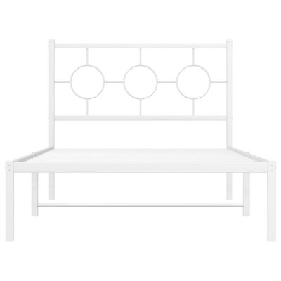 vidaXL Metal Bed Frame with Headboard White 39.4"x78.7"