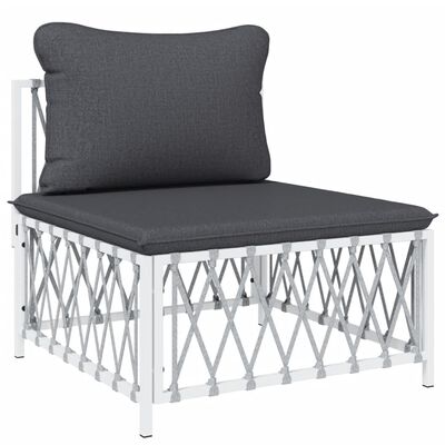 vidaXL 9 Piece Patio Lounge Set with Cushions White Steel