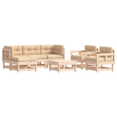 vidaXL 7 Piece Patio Lounge Set with Cushions Solid Wood