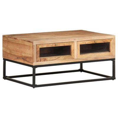 vidaXL Coffee Table 35.4"x23.6"x15.7" Solid Acacia Wood