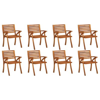 vidaXL Patio Chairs 8 pcs Solid Acacia Wood