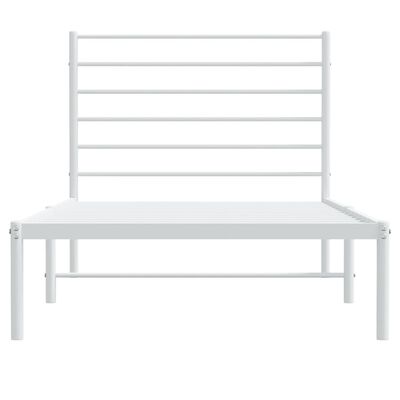 vidaXL Metal Bed Frame without Mattress with Headboard White 39.4"x74.8"