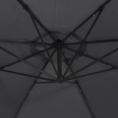 vidaXL Cantilever Garden Parasol with LED Lights and Steel Pole 118.1" Black