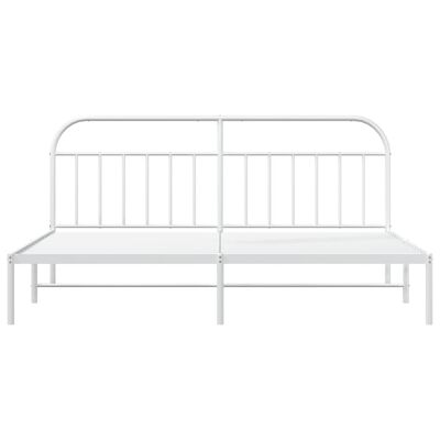 vidaXL Metal Bed Frame with Headboard White 76"x79.9" King