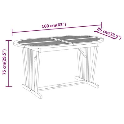 vidaXL 5 Piece Patio Dining Set Solid Wood Eucalyptus