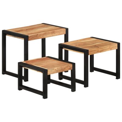 vidaXL Nesting Tables 3 pcs Solid Wood