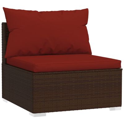 vidaXL 11 Piece Patio Lounge Set with Cushions Brown Poly Rattan