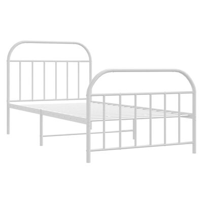 vidaXL Metal Bed Frame without Mattress with Footboard White 39.4"x74.8"