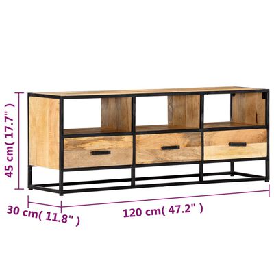 vidaXL TV Stand 47.2"x11.8"x17.7" Solid Wood Mango