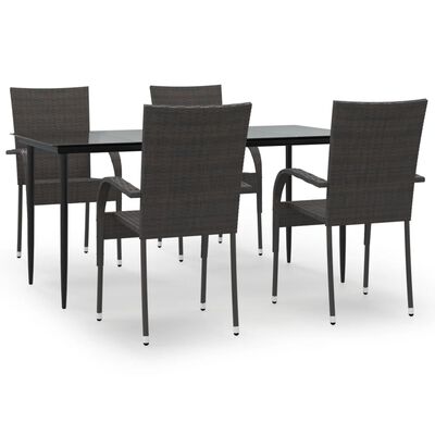 vidaXL 5 Piece Patio Dining Set Brown Poly Rattan