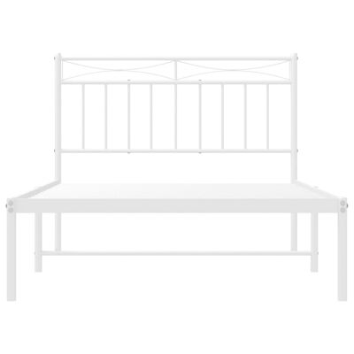 vidaXL Metal Bed Frame without Mattress with Headboard White 39.4"x78.7"