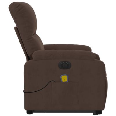 vidaXL Electric Stand up Massage Recliner Chair Brown Microfiber Fabric