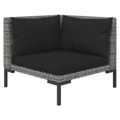 vidaXL 4 Piece Patio Lounge Set with Cushions Poly Rattan Dark Gray