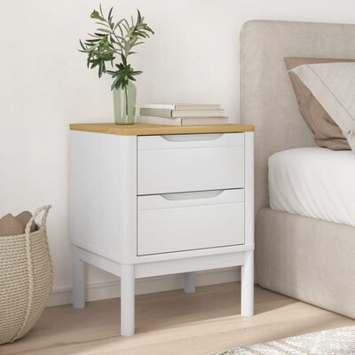 vidaXL Bedside Cabinet FLORO White 17.7"x15.4"x22.4" Solid Wood Pine