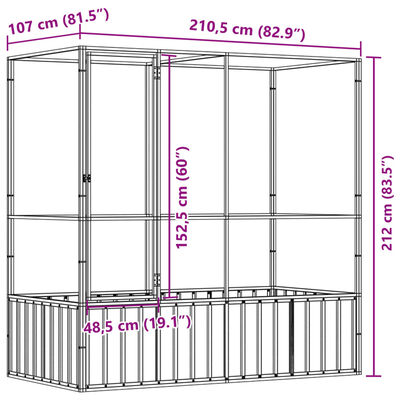 vidaXL Aviary Silver 82.9"x42.1"x83.5" Steel