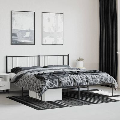 vidaXL Metal Bed Frame without Mattress with Headboard Black 72"x83.9"