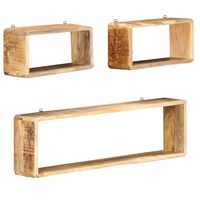 vidaXL 3 Piece Wall Cube Shelf Set Solid Wood Mango