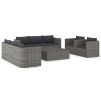 vidaXL 9 Piece Patio Lounge Set with Cushions Poly Rattan Gray