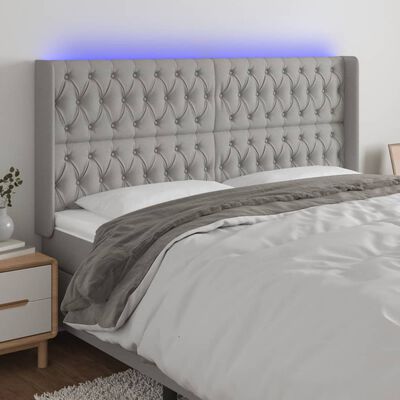 vidaXL LED Headboard Light Gray 72"x6.3"x46.5"/50.4" Fabric