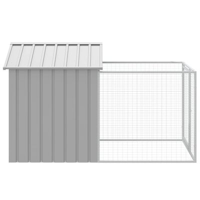 vidaXL Dog House with Run Light Gray 46.1"x79.1"x48.4" Galvanized Steel