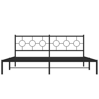 vidaXL Metal Bed Frame without Mattress with Headboard Black 76"x79.9"